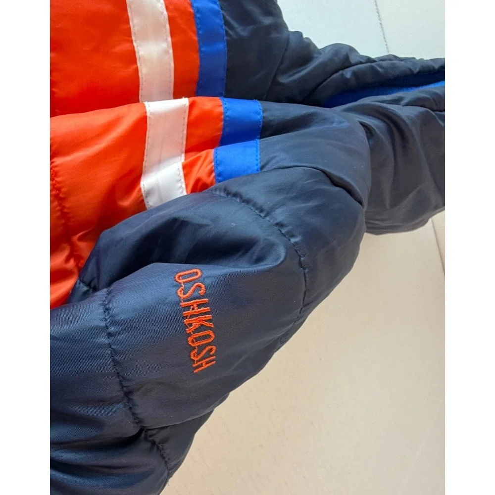 Oshkosh‎ B'Gosh Puffer Jacket Blue Orange White Hooded Full Zip 2T
